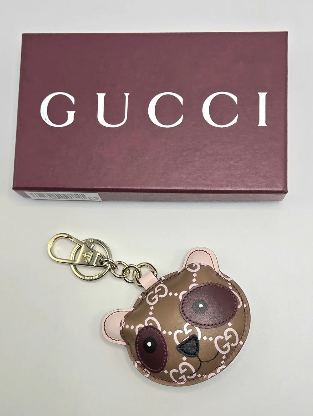 #178 - Gucci Accessory  Panda Shape 821890 Leather Bag/Key Charm - NWT